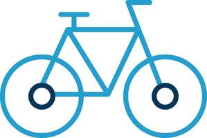 bicicleta linha azul dois cor ícone vetor