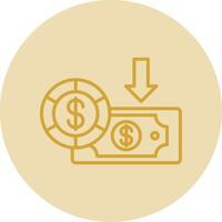 dólar linha amarelo círculo ícone vetor