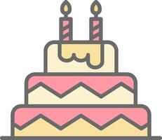 aniversário bolo linha preenchidas luz ícone vetor