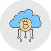 nuvem bitcoin linha preenchidas luz ícone vetor