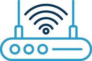 Wi-fi roteador linha azul dois cor ícone vetor