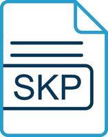 skp Arquivo formato linha azul dois cor ícone vetor