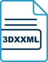 3dxml Arquivo formato linha azul dois cor ícone vetor