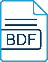 bdf Arquivo formato linha azul dois cor ícone vetor