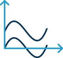 onda gráfico linha azul dois cor ícone vetor