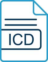 icd Arquivo formato linha azul dois cor ícone vetor