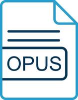 opus Arquivo formato linha azul dois cor ícone vetor