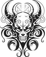 tentação símbolo cabeça do diabo dentro Preto sombreado soberania sinistro cabeça do diabo tatuagem vetor