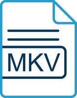 mkv Arquivo formato linha azul dois cor ícone vetor