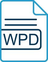 wpd Arquivo formato linha azul dois cor ícone vetor