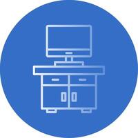 televisão mesa plano bolha ícone vetor