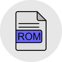 ROM Arquivo formato linha preenchidas luz ícone vetor