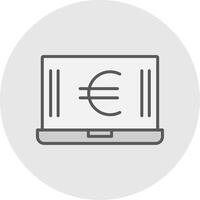 euro computador portátil linha preenchidas luz ícone vetor