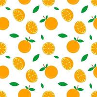 ilustração em vetor padrão sem emenda de frutas laranja e design de folha verde. fundo branco. design para papel de parede, pano de fundo e impressão em tecido. modelos modernos