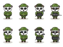 desenho bonito do exército panda vetor