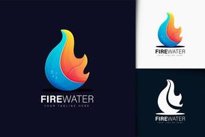 logotipo de fogo e água com gradiente vetor