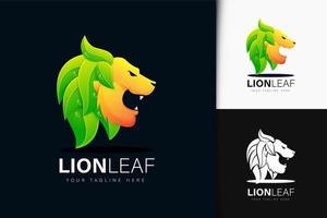 design de logotipo de leão e folha vetor