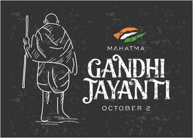 gandhi jayanti é um evento celebrado na Índia para marcar o aniversário de nascimento de mahatma gandhi, fundo de quadro preto de desenho vetorial vetor