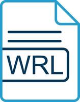 wrl Arquivo formato linha azul dois cor ícone vetor