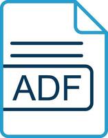 adf Arquivo formato linha azul dois cor ícone vetor