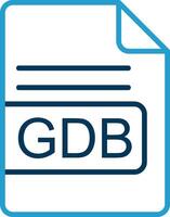 gdb Arquivo formato linha azul dois cor ícone vetor