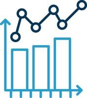 Barra gráfico linha azul dois cor ícone vetor