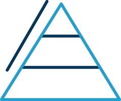 pirâmide gráficos linha azul dois cor ícone vetor