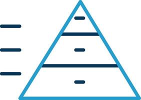 pirâmide gráfico linha azul dois cor ícone vetor