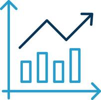 Barra gráfico linha azul dois cor ícone vetor