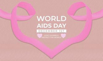 ilustração que comemora o dia mundial da aids com o símbolo da fita e a forma do coração. pérolas de sabedoria, ame a si mesmo. proteja o mundo vetor
