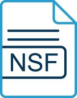 nsf Arquivo formato linha azul dois cor ícone vetor