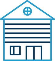 de madeira casa linha azul dois cor ícone vetor