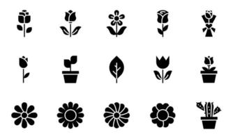 ilustração vetorial de ícones de flores, floral, rosa, cacto vetor