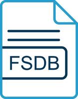 fsdb Arquivo formato linha azul dois cor ícone vetor
