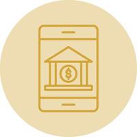 bancário aplicativo linha amarelo círculo ícone vetor
