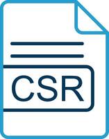 csr Arquivo formato linha azul dois cor ícone vetor