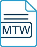 mtw Arquivo formato linha azul dois cor ícone vetor