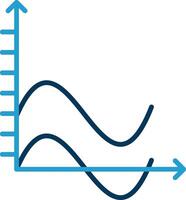 onda gráfico linha azul dois cor ícone vetor