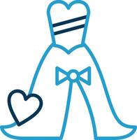 Casamento vestir linha azul dois cor ícone vetor