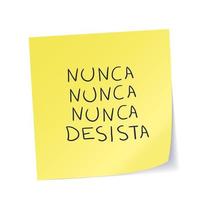 autocolante amarelo encorajador manuscrito em português do Brasil. tradução - nunca, nunca, nunca desista vetor