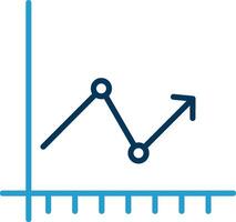 seta gráfico linha azul dois cor ícone vetor