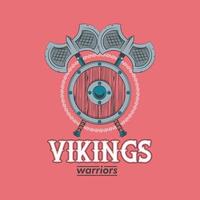 modelo de camiseta impressa de guerreiros vikings vetor