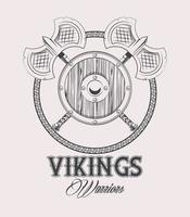 modelo de camiseta impressa de guerreiros vikings vetor