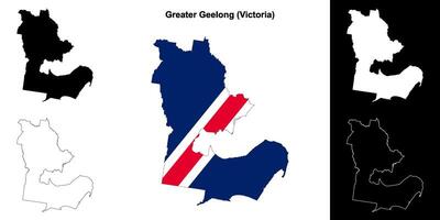 maior geelong em branco esboço mapa conjunto vetor