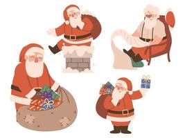 ícones dos desenhos animados do papai noel vetor