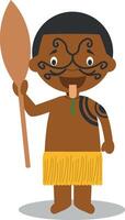 personagem a partir de Novo zelândia vestido dentro a tradicional caminho do a maori tribo. ilustração. crianças do a mundo coleção. vetor