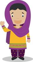 personagem a partir de Paquistão vestido dentro a tradicional caminho ilustração. crianças do a mundo coleção. vetor