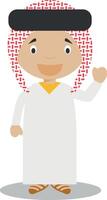 personagem a partir de saudita arábia vestido dentro a tradicional caminho ilustração. crianças do a mundo coleção. vetor