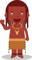 personagem a partir de Angola Himba tribo vestido dentro a tradicional caminho ilustração. crianças do a mundo coleção. vetor