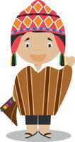 personagem a partir de Peru vestido dentro a tradicional caminho ilustração. crianças do a mundo coleção. vetor